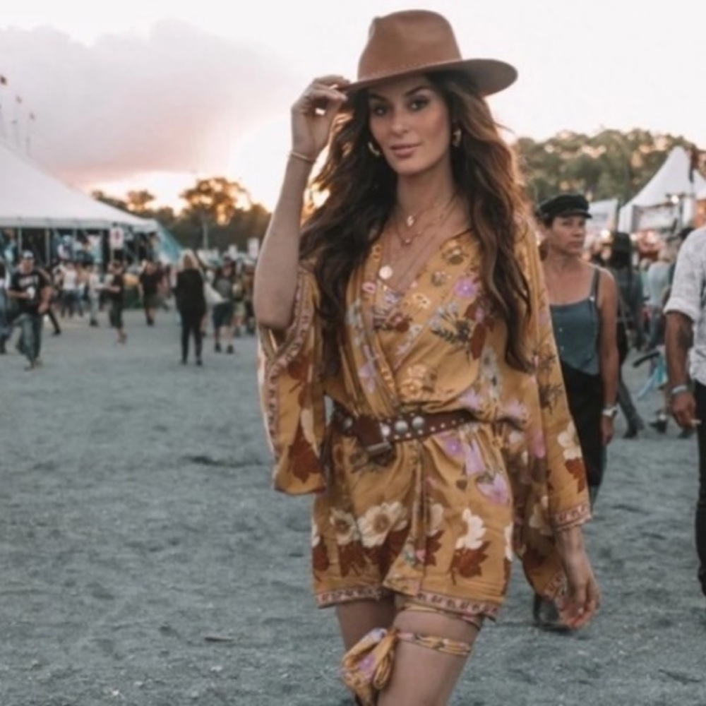 Bohemian Dahlia Floral Print Kimono Mini Dress